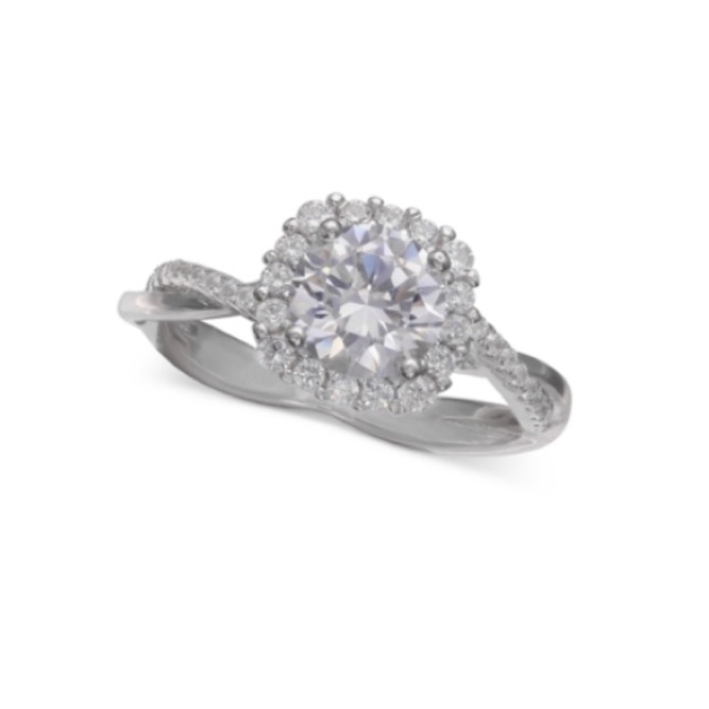 Giani BerniniCubic Zirconia Halo Ring in Sterling Silver Diamond Halo Ring